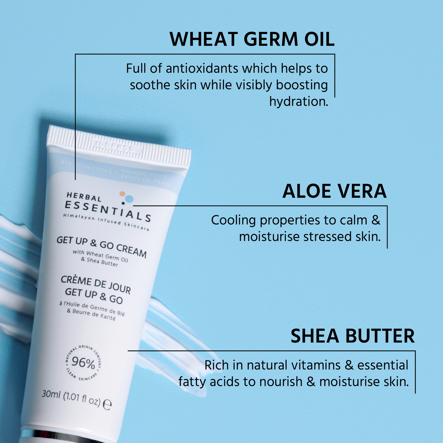 Herbal Essentials Get Up & Go Cream with Wheat Germ Oil & Shea Butter