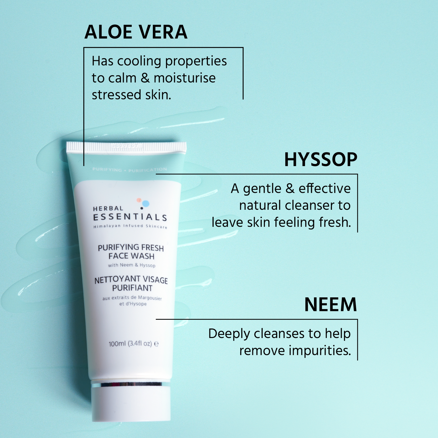 Herbal Essentials Purifying Fresh Face Wash with Neem & Hyssop Extracts