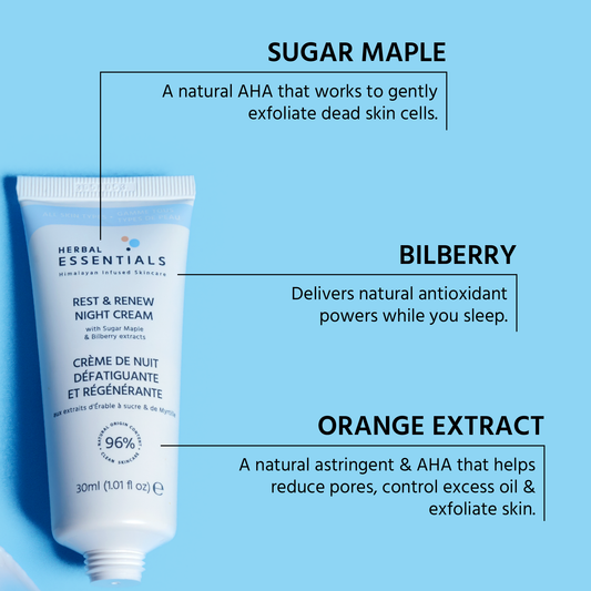 Herbal Essentials Rest & Renew (AHA) Night Cream with Sugar Maple & Bilberry Extracts